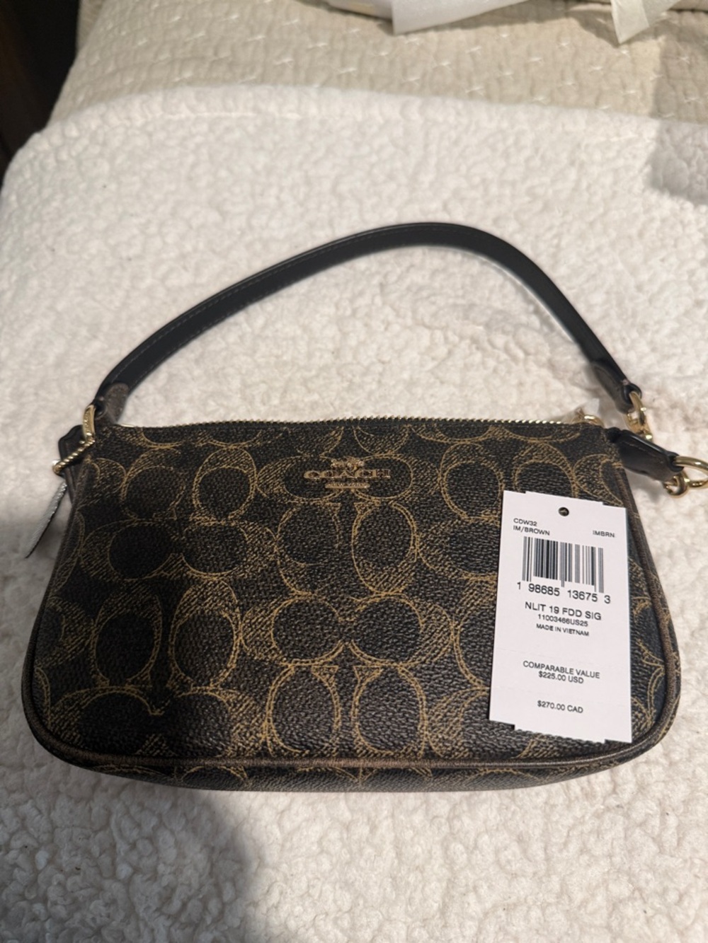 Coach Brown/Gold Signature Nolita 19 Bag with Gold Hardware
